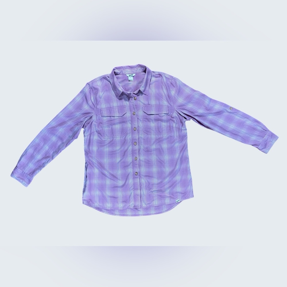 Duluth Trading Armachillo Long Sleeve Shirt Light Purple Plaid Women’s Large